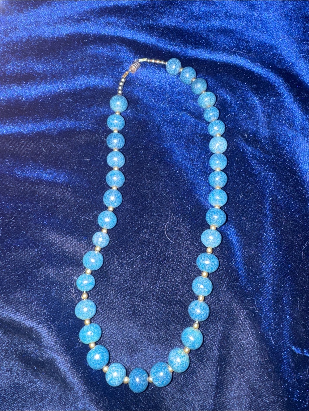 Blue Beaded Necklace - Brand Unspecified